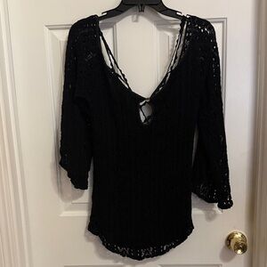 Jen’s Pirate Booty Black Crochet Strappy Knit Top